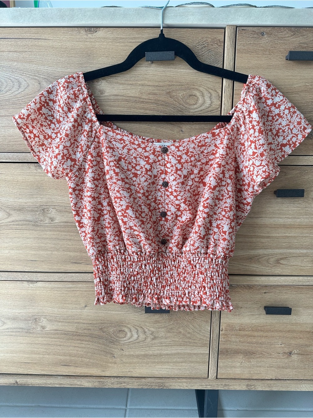 Monteau Floral Smocked Crop Top